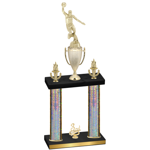 Double Silver Glacier Third Place Basketball Trophy