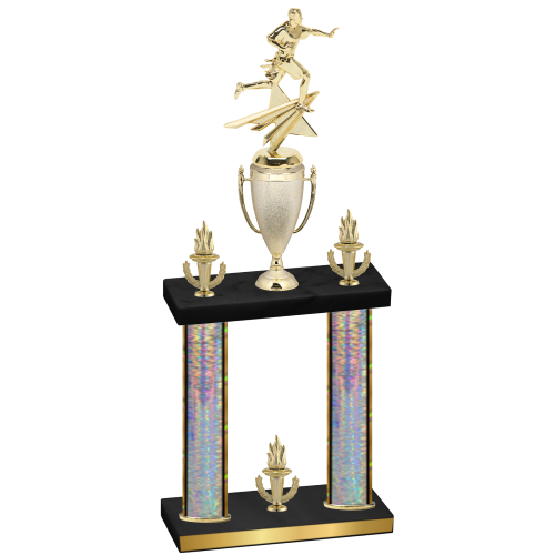 Double Silver Glacier Victory Flag Football Trophy