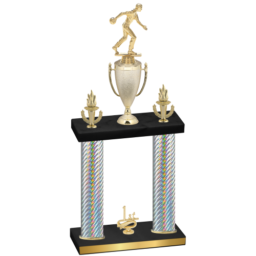 Double Silver Carbon Fiber First Place Bowling Trophy
