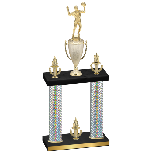 Double Silver Carbon Fiber Victory Volleyball Trophy