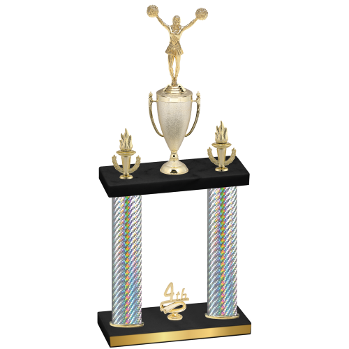 Double Silver Carbon Fiber Fourth Place Cheerleading Trophy