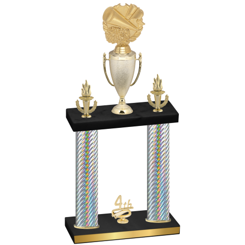 Double Silver Carbon Fiber Fourth Place Cheerleading Trophy