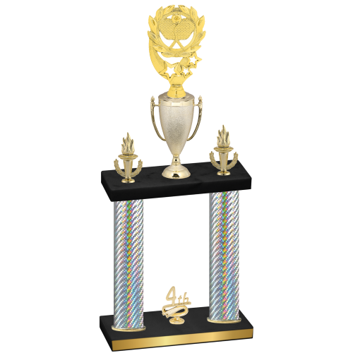 Double Silver Carbon Fiber Fourth Place Pickleball Trophy