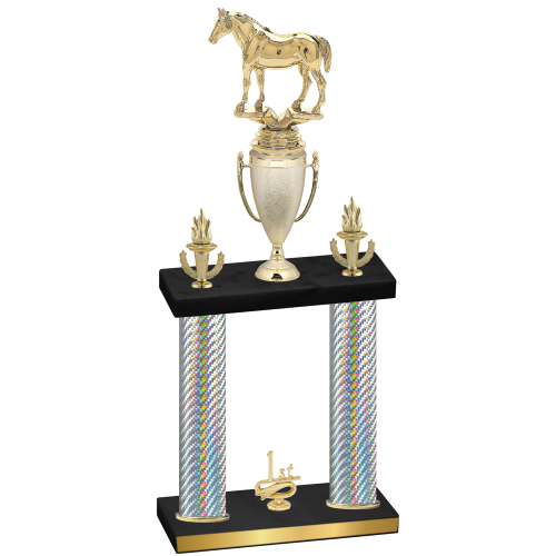 Double Silver Carbon Fiber First Place Horses Trophy