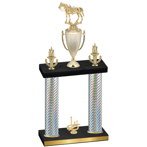Double Silver Carbon Fiber First Place Horses Trophy