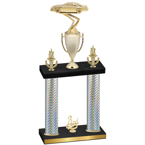 Double Silver Carbon Fiber Third Place Cars Trophy
