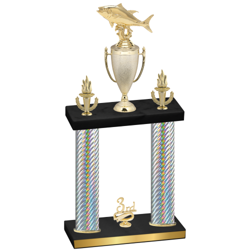 Double Silver Carbon Fiber Third Place Fishing Trophy