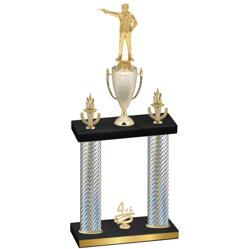Double Silver Carbon Fiber Fourth Place Shooter Trophy