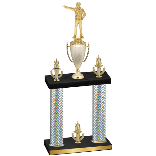Double Silver Carbon Fiber Victory Shooter Trophy