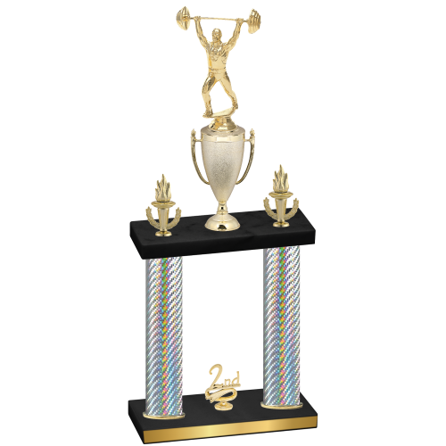 Double Silver Carbon Fiber Second Place Weights Trophy