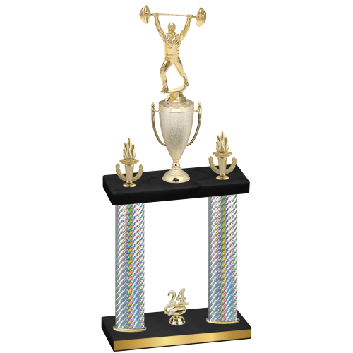 Double Silver Carbon Fiber Year Weights Trophy