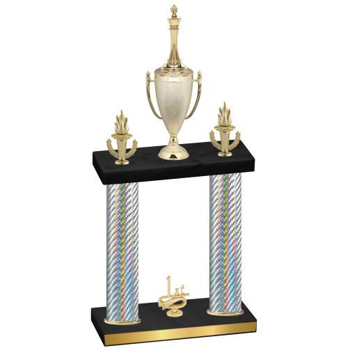 Double Silver Carbon Fiber First Place Chess Trophy