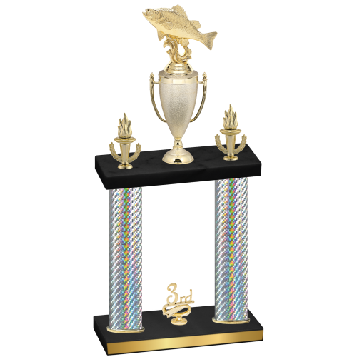 Double Silver Carbon Fiber Third Place Fishing Trophy