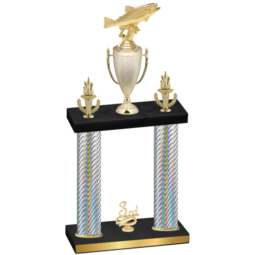 Double Silver Carbon Fiber Third Place Fishing Trophy