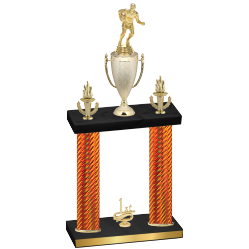 Double Orange Carbon Fiber First Place Rugby Trophy