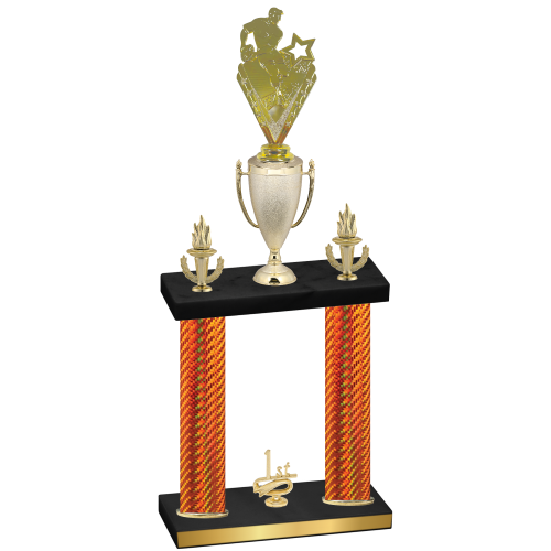 Double Orange Carbon Fiber First Place Rugby Trophy