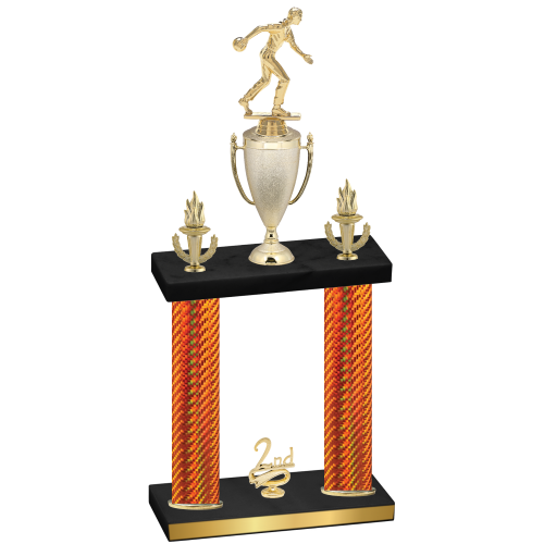 Double Orange Carbon Fiber Second Place Bowling Trophy