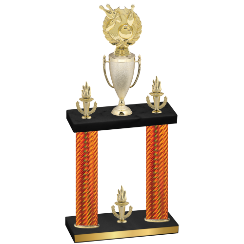 Double Orange Carbon Fiber Victory Bowling Trophy