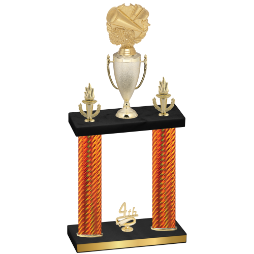 Double Orange Carbon Fiber Fourth Place Cheerleading Trophy