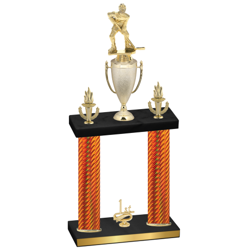 Double Orange Carbon Fiber First Place Hockey Trophy