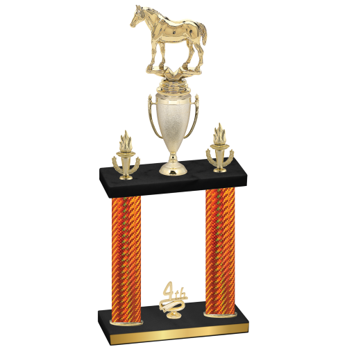 Double Orange Carbon Fiber Fourth Place Horses Trophy