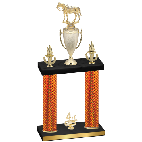 Double Orange Carbon Fiber Fourth Place Horses Trophy