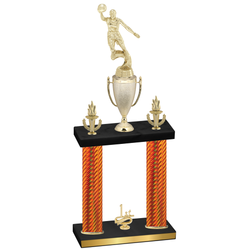 Double Orange Carbon Fiber First Place Basketball Trophy