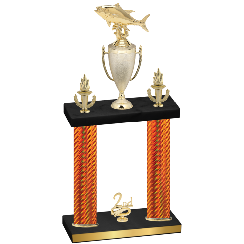Double Orange Carbon Fiber Second Place Fishing Trophy