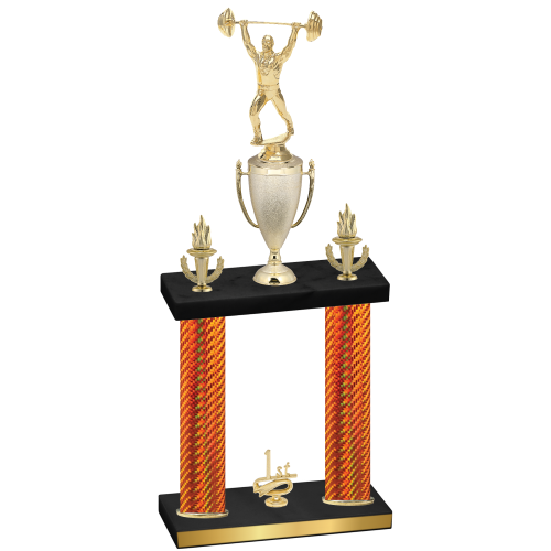 Double Orange Carbon Fiber First Place Weights Trophy