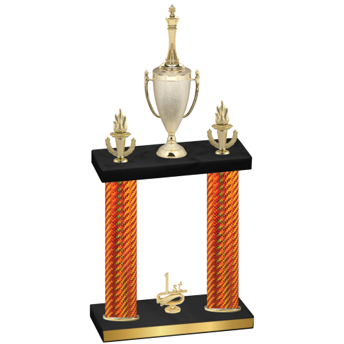Double Orange Carbon Fiber First Place Chess Trophy