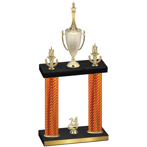 Double Orange Carbon Fiber Year Chess Trophy