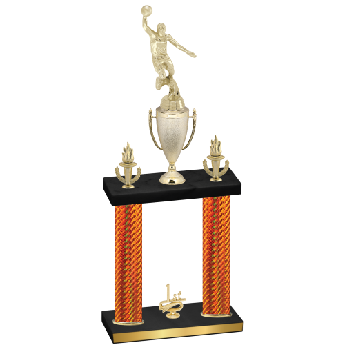 Double Orange Carbon Fiber First Place Basketball Trophy