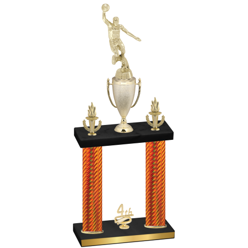 Double Orange Carbon Fiber Fourth Place Basketball Trophy
