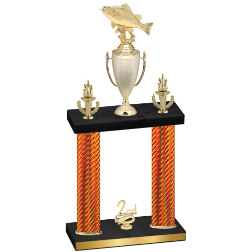 Double Orange Carbon Fiber Second Place Fishing Trophy