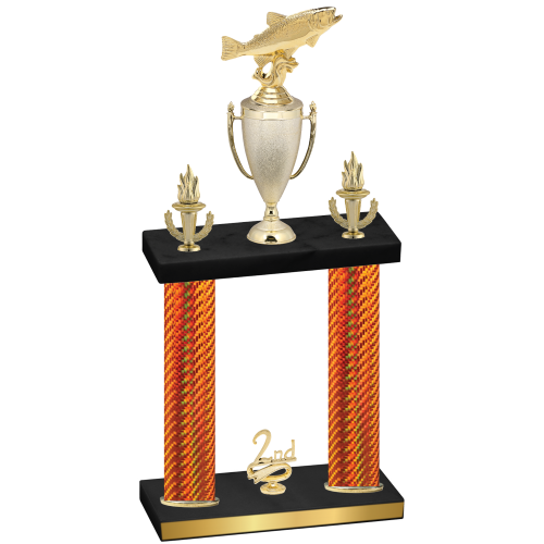 Double Orange Carbon Fiber Second Place Fishing Trophy