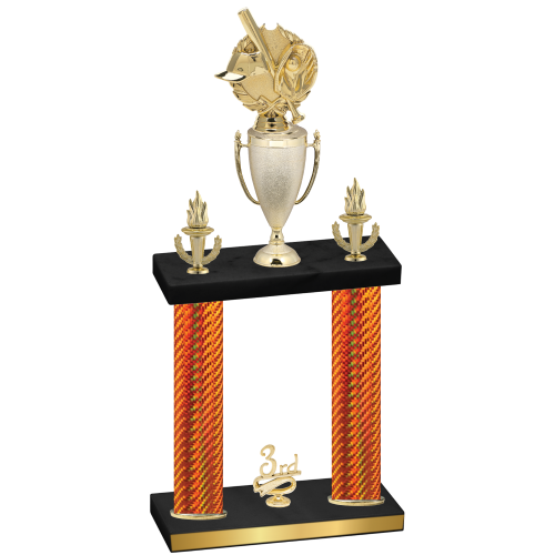 Double Orange Carbon Fiber Third Place Baseball Trophy