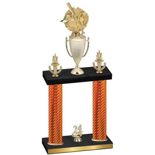 Double Orange Carbon Fiber Year Baseball Trophy