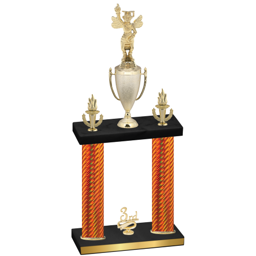 Double Orange Carbon Fiber Third Place Academics Trophy