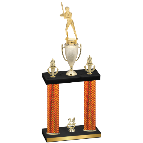 Double Orange Carbon Fiber Year Softball Trophy