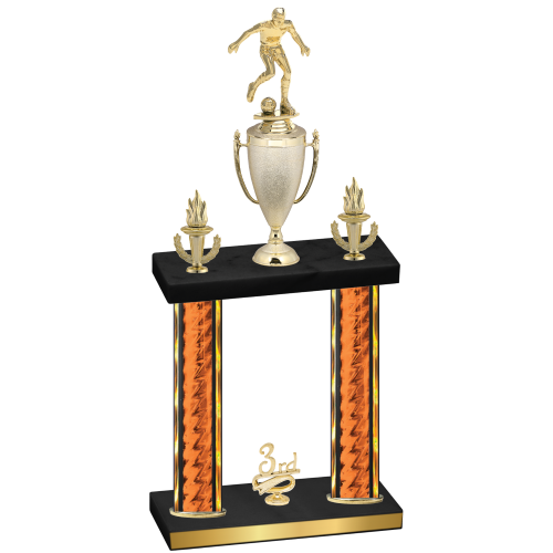 Double Orange Glacier Third Place Soccer Trophy
