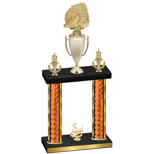 Double Orange Glacier Third Place Soccer Trophy