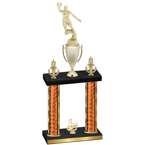 Double Orange Glacier Third Place Basketball Trophy