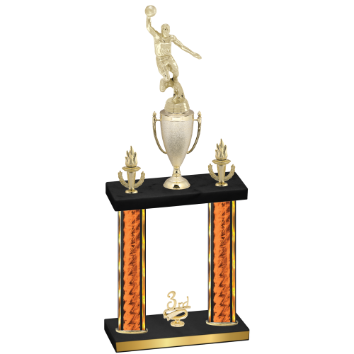 Double Orange Glacier Third Place Basketball Trophy