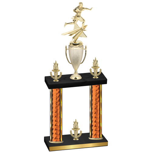 Double Orange Glacier Victory Flag Football Trophy
