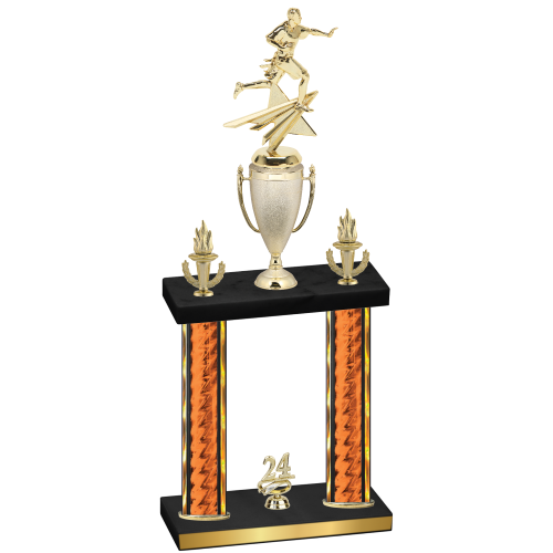 Double Orange Glacier Year Flag Football Trophy