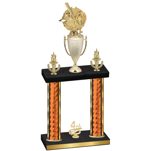 Double Orange Glacier Fourth Place Baseball Trophy