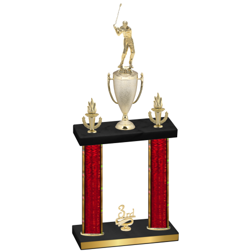 Double Red Glacier Third Place Golf Trophy