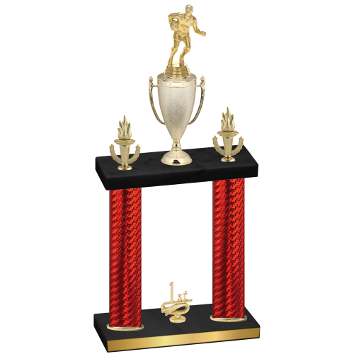Double Red Carbon Fiber First Place Rugby Trophy