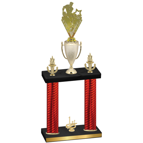 Double Red Carbon Fiber First Place Rugby Trophy