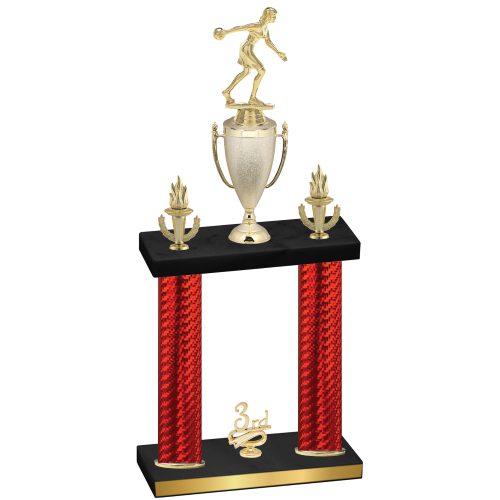 Double Red Carbon Fiber Third Place Bowling Trophy